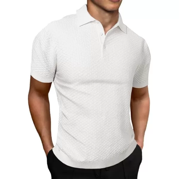 JMIERR Mens Knit Polo Shirts Button Up Textured T Shirts Casual Solid Color Slim Fit Short Sleeve Summer Golf Tee Shirt