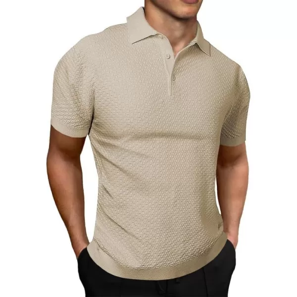 JMIERR Mens Knit Polo Shirts Button Up Textured T Shirts Casual Solid Color Slim Fit Short Sleeve Summer Golf Tee Shirt