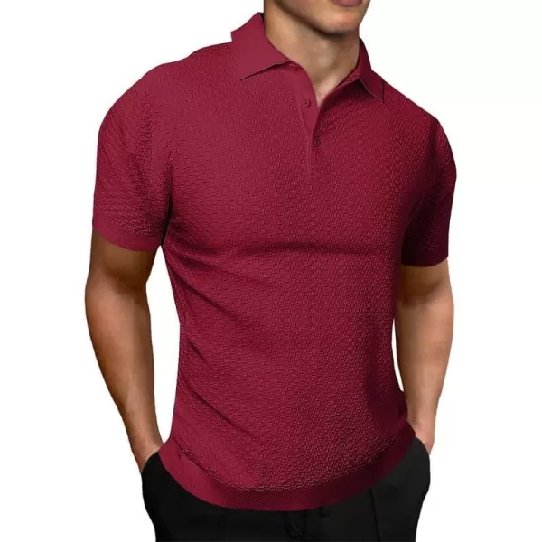JMIERR Mens Knit Polo Shirts Button Up Textured T Shirts Casual Solid Color Slim Fit Short Sleeve Summer Golf Tee Shirt