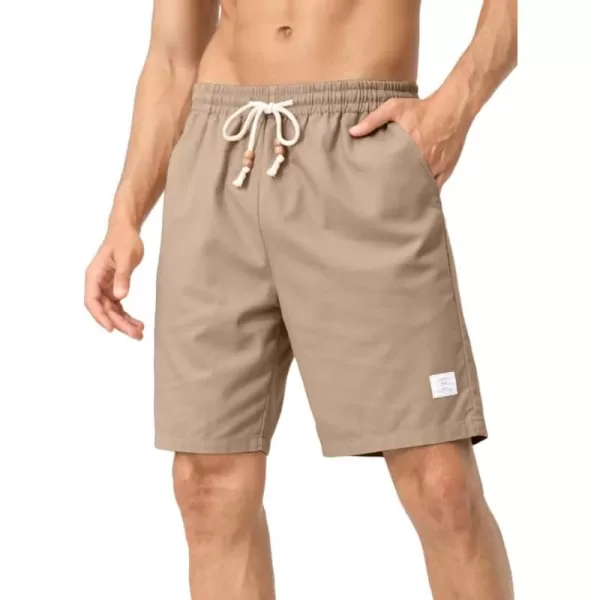 JMIERR Men's Linen Shorts Casual Elastic Waist Drawstring Lightweight Summer Beach Golf Shorts with Pockets