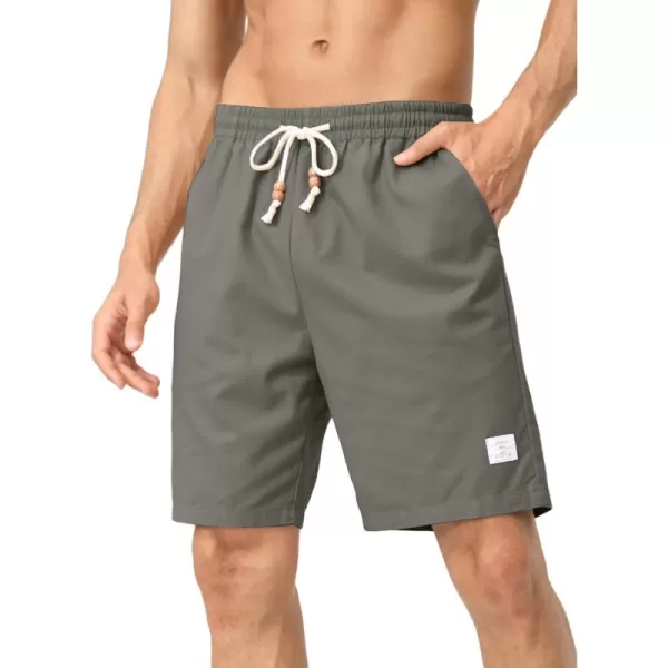JMIERR Men's Linen Shorts Casual Elastic Waist Drawstring Lightweight Summer Beach Golf Shorts with Pockets