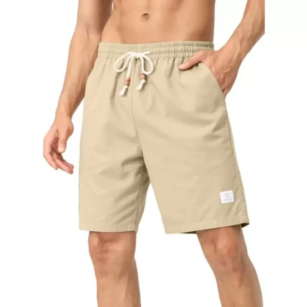 JMIERR Men's Linen Shorts Casual Elastic Waist Drawstring Lightweight Summer Beach Golf Shorts with Pockets