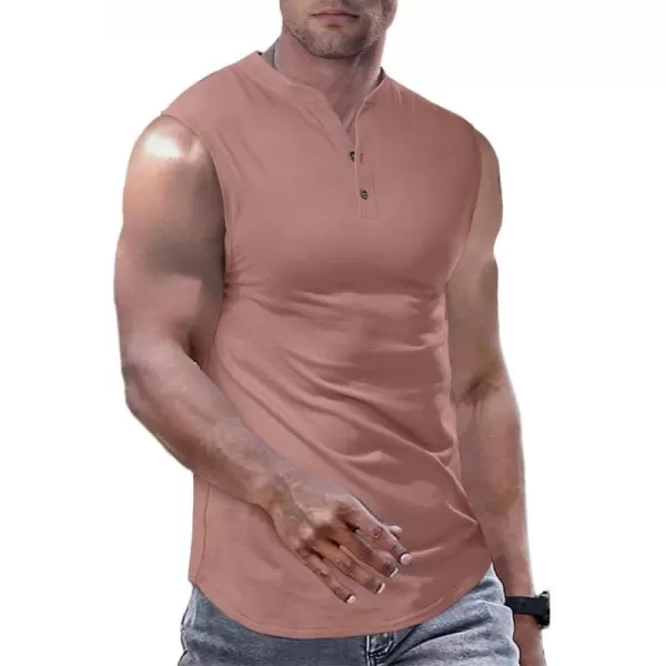 JMIERR Men's Muscle Sleeveless Tank Tops Slim Henley Longline Cotton T-Shirt Tees with Button
