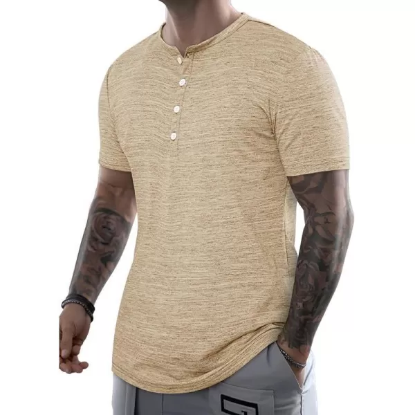 JMIERR Men's Muscle Slim Cotton T Shirt V-Neck Henley Shirt Gym Workout Athletic Tee Shirts