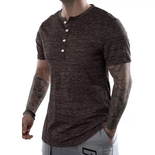 JMIERR Men's Muscle Slim Cotton T Shirt V-Neck Henley Shirt Gym Workout Athletic Tee Shirts