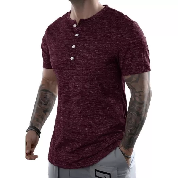 JMIERR Men's Muscle Slim Cotton T Shirt V-Neck Henley Shirt Gym Workout Athletic Tee Shirts