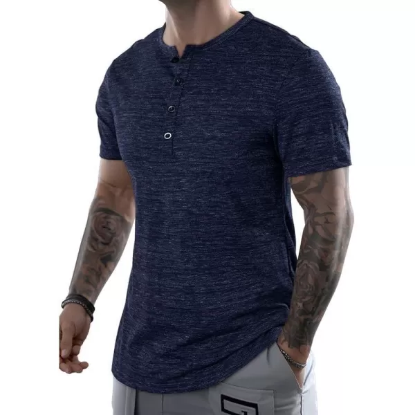 JMIERR Men's Muscle Slim Cotton T Shirt V-Neck Henley Shirt Gym Workout Athletic Tee Shirts