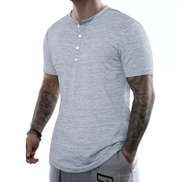 JMIERR Men's Muscle Slim Cotton T Shirt V-Neck Henley Shirt Gym Workout Athletic Tee Shirts