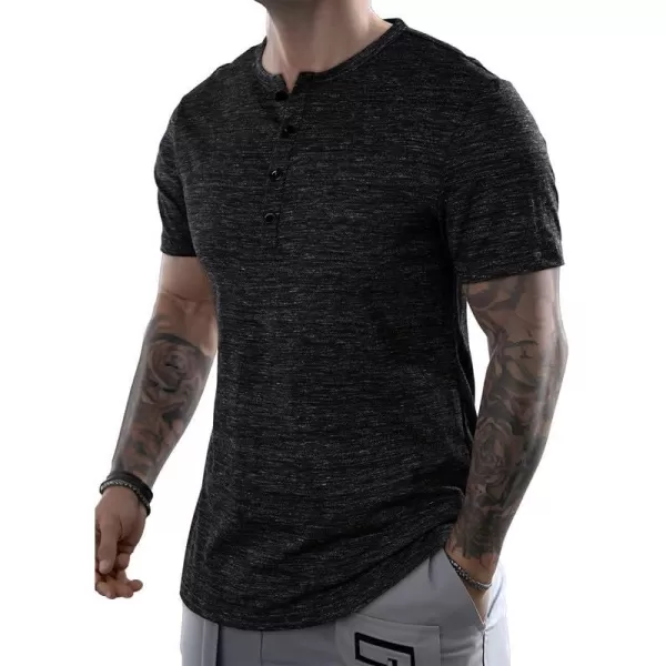 JMIERR Men's Muscle Slim Cotton T Shirt V-Neck Henley Shirt Gym Workout Athletic Tee Shirts
