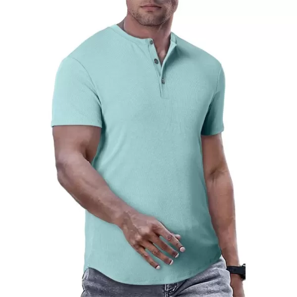 JMIERR Men's Muscle Slim Henley Shirts Crewneck Longline T-Shirt Gym Workout Athletic Shirt Tees with Button