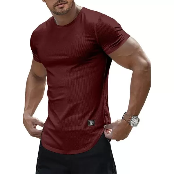 JMIERR Mens Muscle Slim T Shirt Crewneck Longline Henley Shirt Gym Workout Athletic Tee Shirts