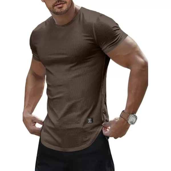 JMIERR Mens Muscle Slim T Shirt Crewneck Longline Henley Shirt Gym Workout Athletic Tee Shirts
