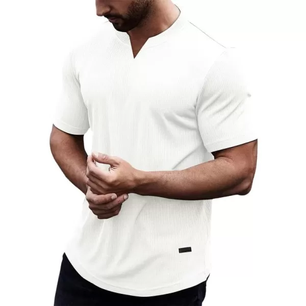 JMIERR Mens Muscle Slim T Shirt V-Neck Longline Henley Shirt Gym Workout Athletic Ribbed Tee Shirts