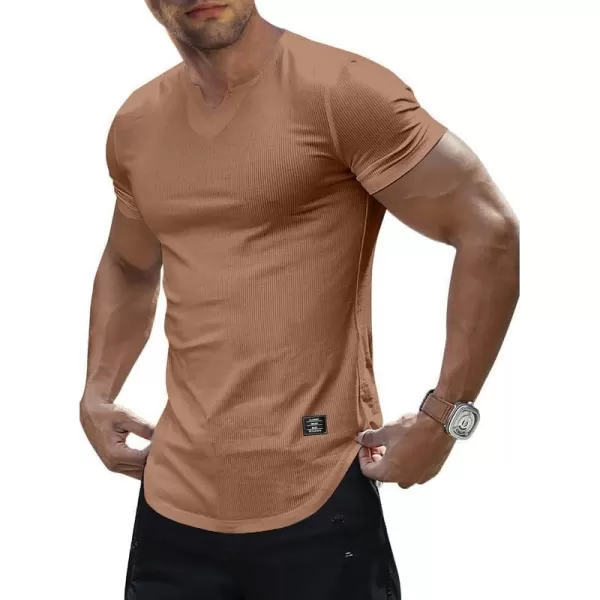 JMIERR Mens Muscle Slim T Shirt V-Neck Longline Henley Shirt Gym Workout Athletic Tee Shirts