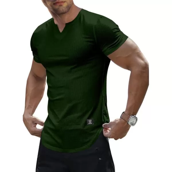 JMIERR Mens Muscle Slim T Shirt V-Neck Longline Henley Shirt Gym Workout Athletic Tee Shirts