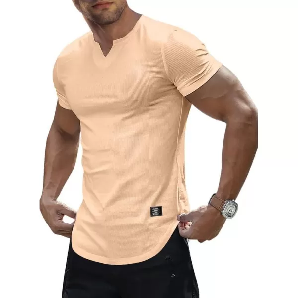 JMIERR Mens Muscle Slim T Shirt V-Neck Longline Henley Shirt Gym Workout Athletic Tee Shirts