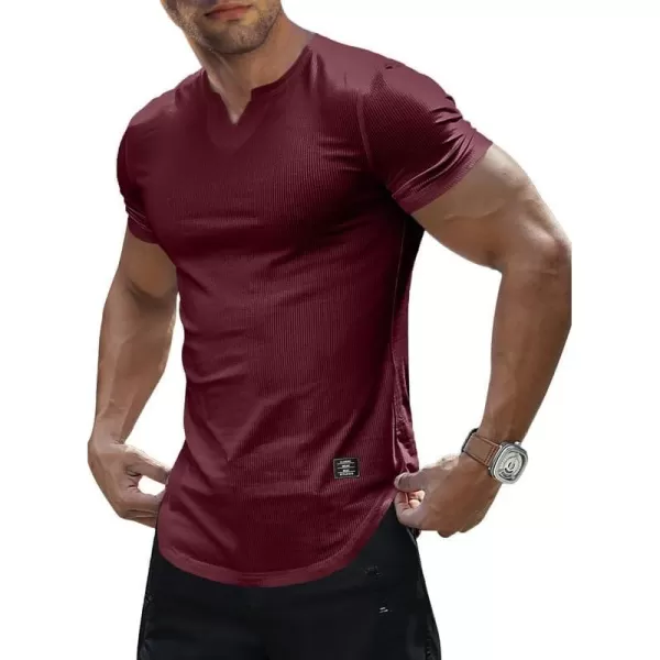 JMIERR Mens Muscle Slim T Shirt V-Neck Longline Henley Shirt Gym Workout Athletic Tee Shirts