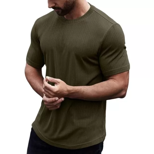 JMIERR Men's Muscle T-Shirt Crewneck Short Sleeve Longline Gym Workout Textured Tees Shirts