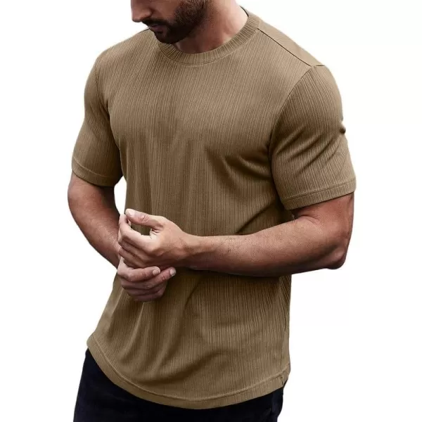 JMIERR Men's Muscle T-Shirt Crewneck Short Sleeve Longline Gym Workout Textured Tees Shirts