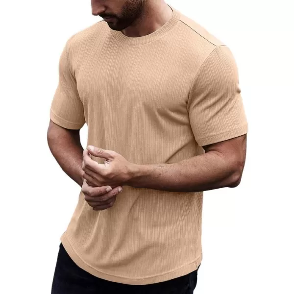 JMIERR Men's Muscle T-Shirt Crewneck Short Sleeve Longline Gym Workout Textured Tees Shirts