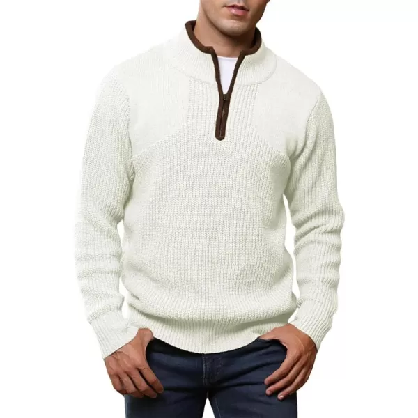 JMIERR Mens Quarter Zip Sweater Lightweight Mock Neck Casual Long Sleeve Knitted Pullover Sweaters with Ribbing Edge