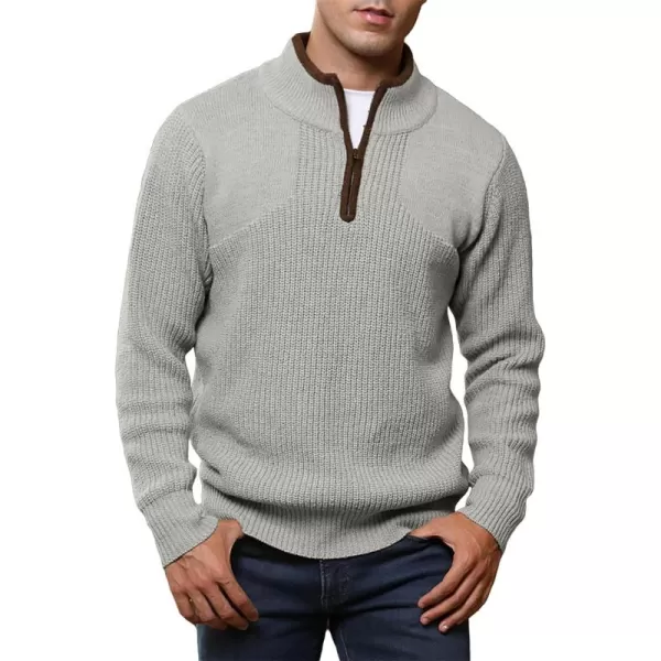 JMIERR Mens Quarter Zip Sweater Lightweight Mock Neck Casual Long Sleeve Knitted Pullover Sweaters with Ribbing Edge