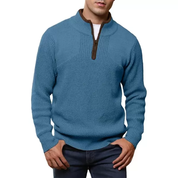 JMIERR Mens Quarter Zip Sweater Lightweight Mock Neck Casual Long Sleeve Knitted Pullover Sweaters with Ribbing Edge
