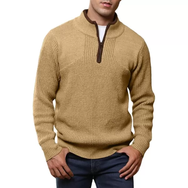 JMIERR Mens Quarter Zip Sweater Lightweight Mock Neck Casual Long Sleeve Knitted Pullover Sweaters with Ribbing Edge