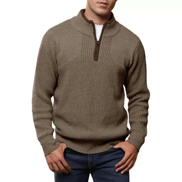 JMIERR Mens Quarter Zip Sweater Lightweight Mock Neck Casual Long Sleeve Knitted Pullover Sweaters with Ribbing Edge