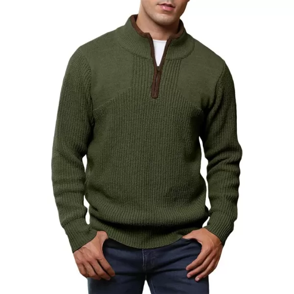 JMIERR Mens Quarter Zip Sweater Lightweight Mock Neck Casual Long Sleeve Knitted Pullover Sweaters with Ribbing Edge