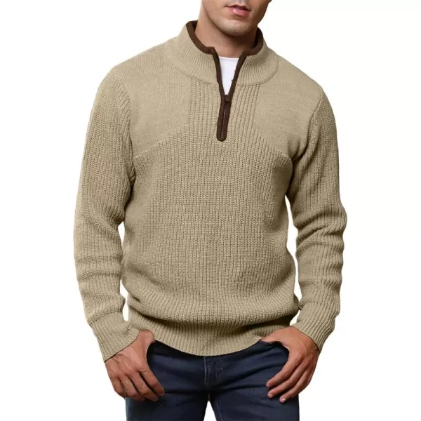 JMIERR Mens Quarter Zip Sweater Lightweight Mock Neck Casual Long Sleeve Knitted Pullover Sweaters with Ribbing Edge