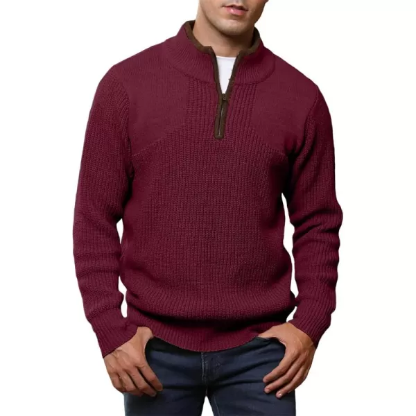 JMIERR Mens Quarter Zip Sweater Lightweight Mock Neck Casual Long Sleeve Knitted Pullover Sweaters with Ribbing Edge