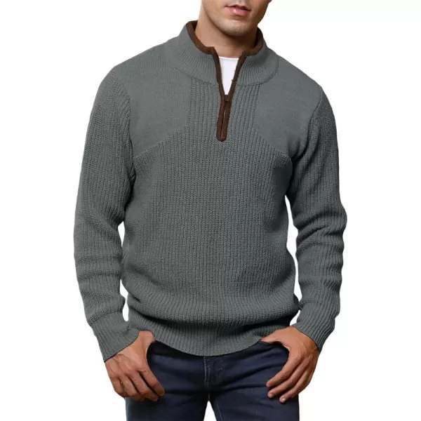 JMIERR Mens Quarter Zip Sweater Lightweight Mock Neck Casual Long Sleeve Knitted Pullover Sweaters with Ribbing Edge