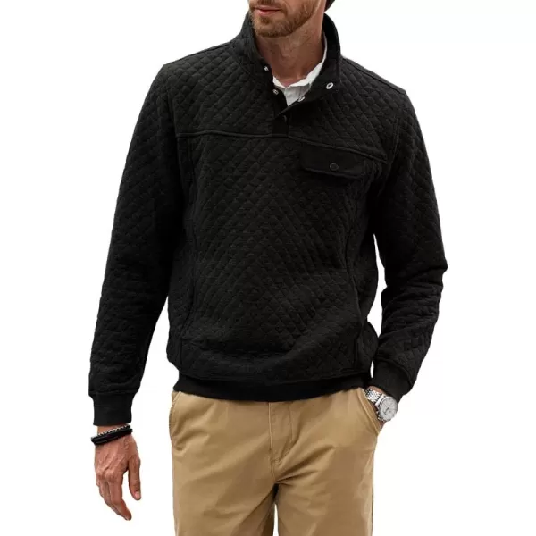 JMIERR Men's Quilted Sweatshirt Casual Long Sleeve Outdoor Stand Collar Button Pullover Sweatshirts