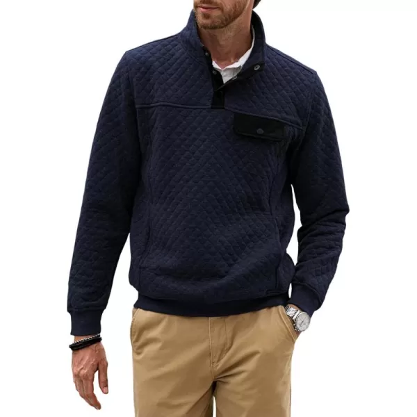 JMIERR Men's Quilted Sweatshirt Casual Long Sleeve Outdoor Stand Collar Button Pullover Sweatshirts