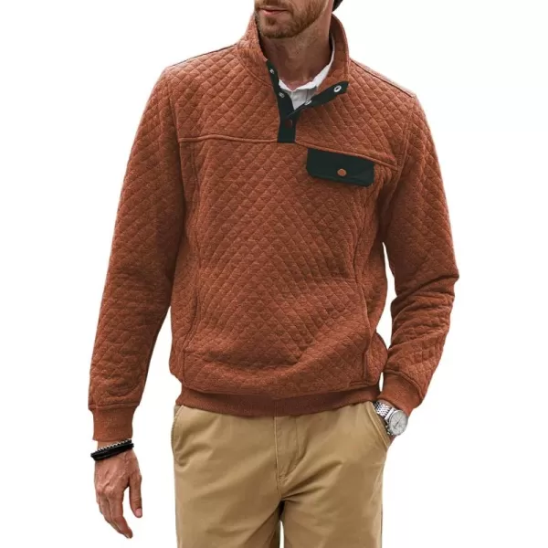 JMIERR Men's Quilted Sweatshirt Casual Long Sleeve Outdoor Stand Collar Button Pullover Sweatshirts