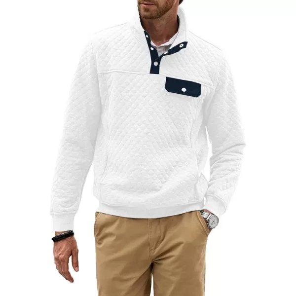 JMIERR Men's Quilted Sweatshirt Casual Long Sleeve Outdoor Stand Collar Button Pullover Sweatshirts
