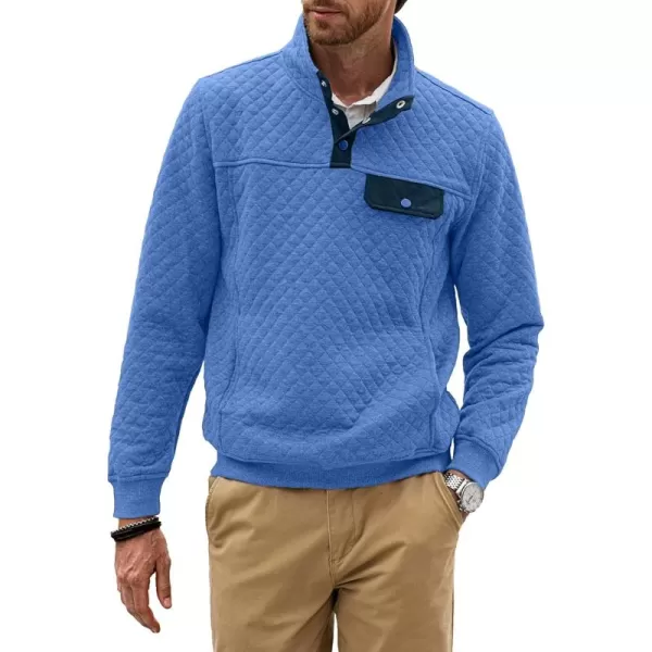 JMIERR Men's Quilted Sweatshirt Casual Long Sleeve Outdoor Stand Collar Button Pullover Sweatshirts