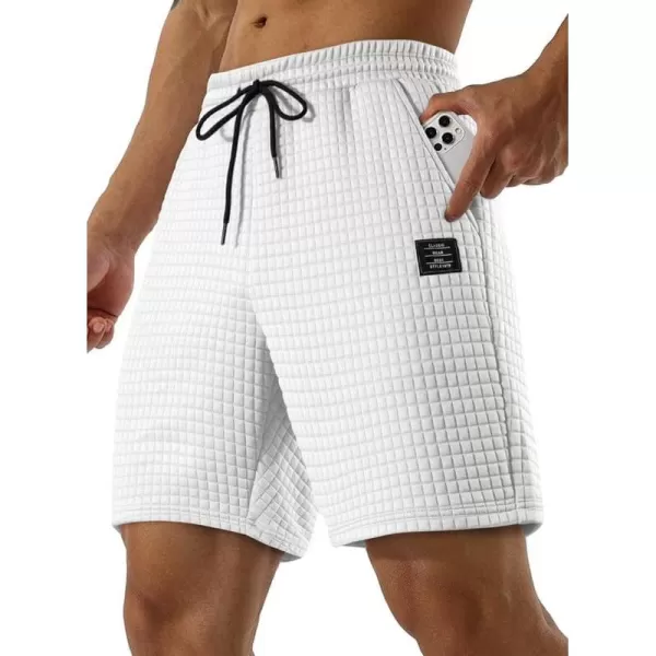 JMIERR Mens Sweat Shorts Casual Stretch Elastic Waist Waffle Workout Gym Short 7 inch Inseam Running Short with Pocket