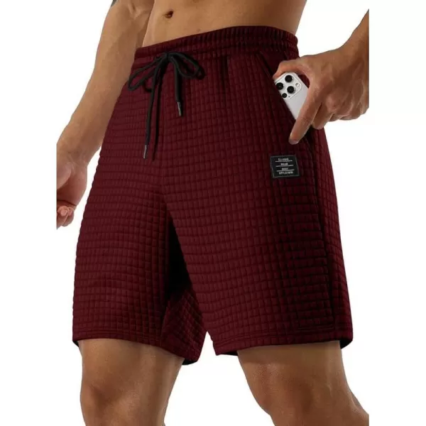 JMIERR Mens Sweat Shorts Casual Stretch Elastic Waist Waffle Workout Gym Short 7 inch Inseam Running Short with Pocket