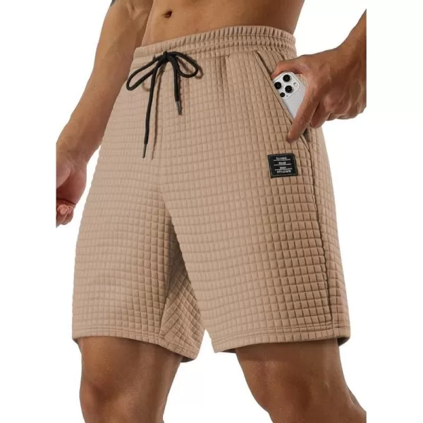 JMIERR Mens Sweat Shorts Casual Stretch Elastic Waist Waffle Workout Gym Short 7 inch Inseam Running Short with Pocket