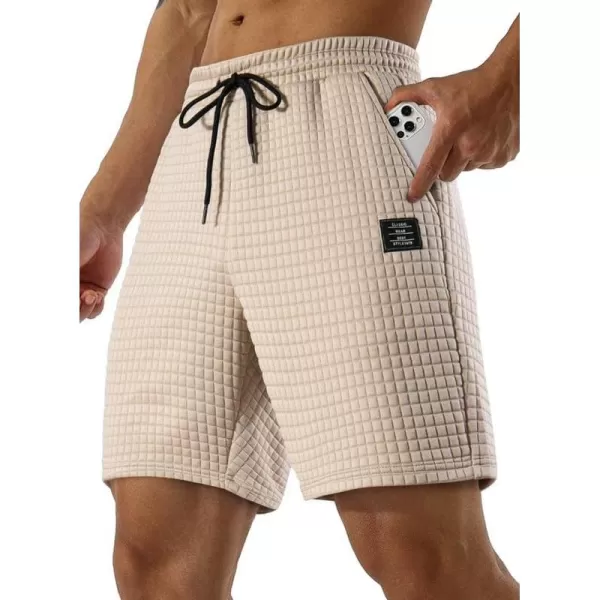 JMIERR Mens Sweat Shorts Casual Stretch Elastic Waist Waffle Workout Gym Short 7 inch Inseam Running Short with Pocket