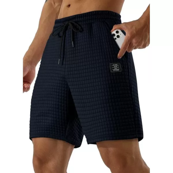 JMIERR Mens Sweat Shorts Casual Stretch Elastic Waist Waffle Workout Gym Short 7 inch Inseam Running Short with Pocket