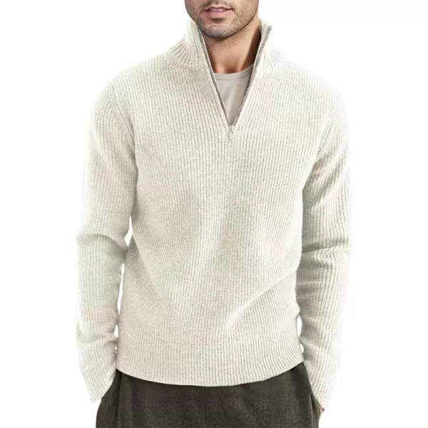 JMIERR Sweaters for Men Winter Slim Fit Mock Neck Polo Polluver Christmas Quarter-Zip Sweaters with Ribbed Edge
