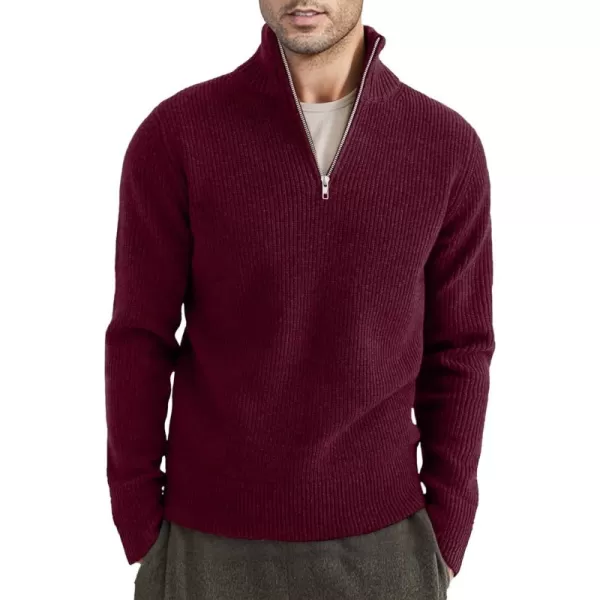 JMIERR Sweaters for Men Winter Slim Fit Mock Neck Polo Polluver Christmas Quarter-Zip Sweaters with Ribbed Edge