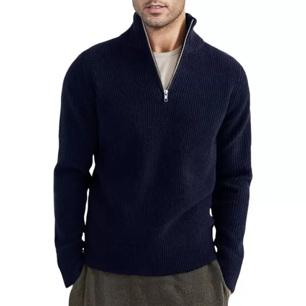 JMIERR Sweaters for Men Winter Slim Fit Mock Neck Polo Polluver Christmas Quarter-Zip Sweaters with Ribbed Edge