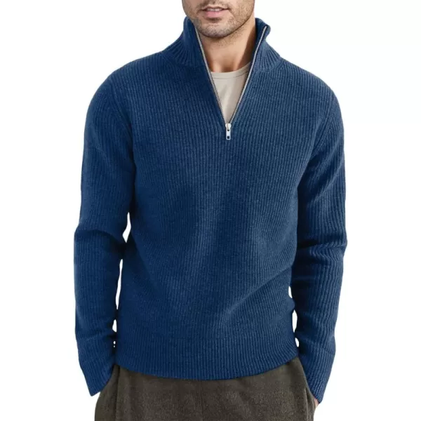 JMIERR Sweaters for Men Winter Slim Fit Mock Neck Polo Polluver Christmas Quarter-Zip Sweaters with Ribbed Edge