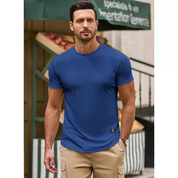 JMIERR Mens Muscle Slim T Shirt Crewneck Longline Henley Shirt Gym Workout Athletic Tee Shirts