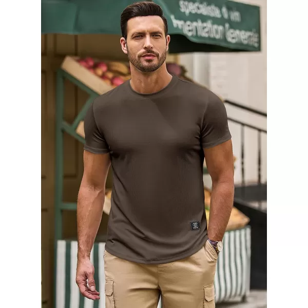 JMIERR Mens Muscle Slim T Shirt Crewneck Longline Henley Shirt Gym Workout Athletic Tee Shirts