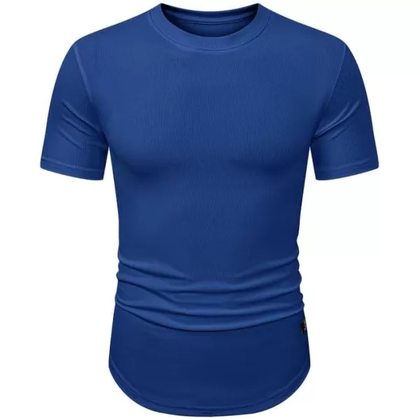 JMIERR Mens Muscle Slim T Shirt Crewneck Longline Henley Shirt Gym Workout Athletic Tee Shirts